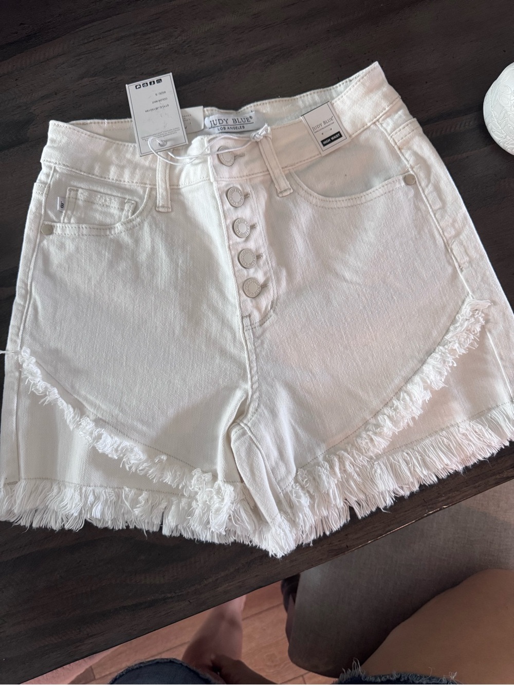 Judy Blue White Jean Shorts (S)